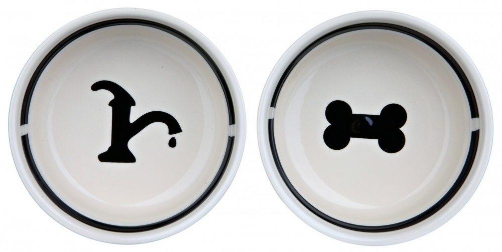 Trixie Set di Ciotole in Ceramica Eat on Feet con Supporto in Metallo - 2 x 1,6 Litri, Ø 20 cm, Antiscivolo