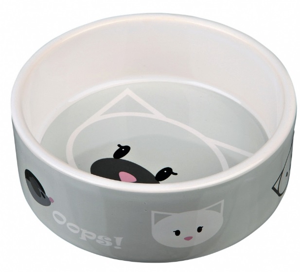 TRIXIE Ciotola in Ceramica Mimi per Gatti - 300 ml, Ø 12 cm, Design con Musetti di Gatti