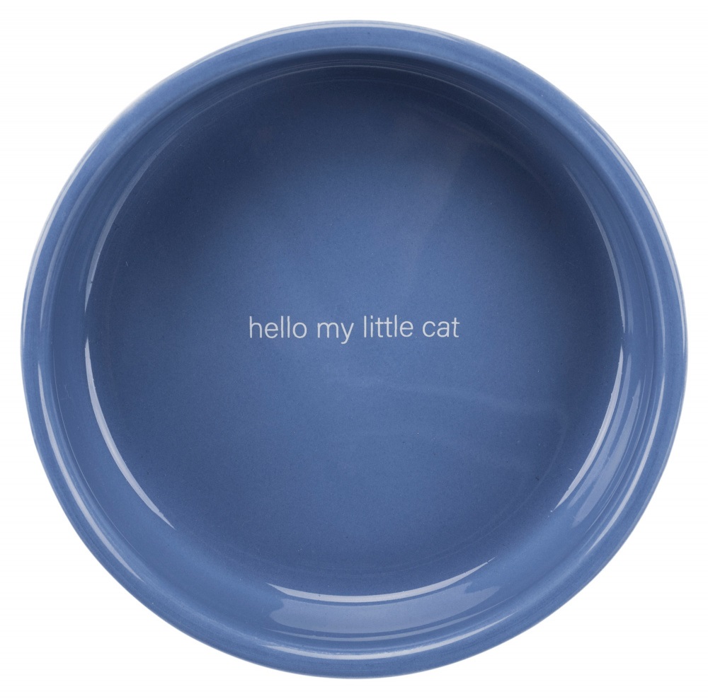 TRIXIE Ciotola in Ceramica per Gatti Brachicefali - 300 ml, Ø 15 cm, Colore Azzurro/Bianco