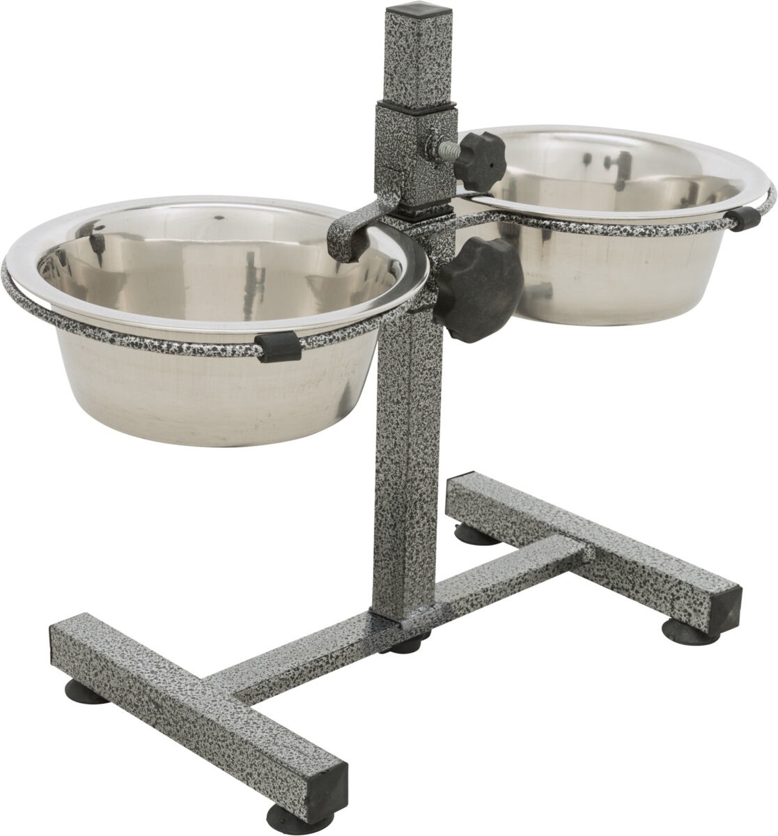 Trixie Ciotola Bar per Cani - Set con 2 Ciotole in Acciaio Inox da 0,75 L, Altezza Regolabile fino a 27 cm, Piedistallo in Metallo