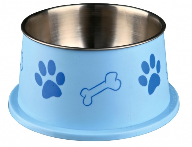TRIXIE Ciotola Alta per Cani con Orecchie Lunghe in Acciaio Inox e Plastica, Capacità 0,9L, Diametro 15 cm, Antiscivolo