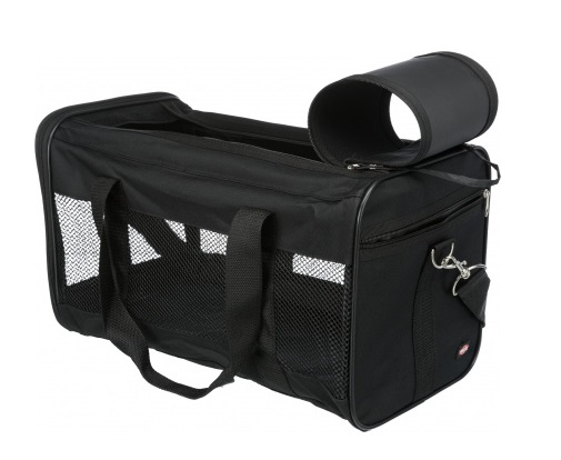 Trixie Borsa Ryan Nera per Cani e Gatti - Trasportino 26x27x47 cm, Fino a 6 kg, con Apertura Superiore e Tasca Esterna