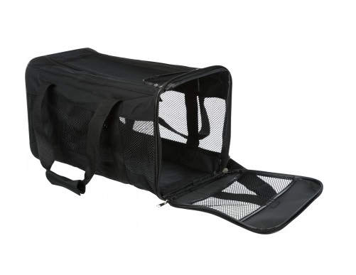 Trixie Borsa Ryan Nera per Cani e Gatti - Trasportino 26x27x47 cm, Fino a 6 kg, con Apertura Superiore e Tasca Esterna