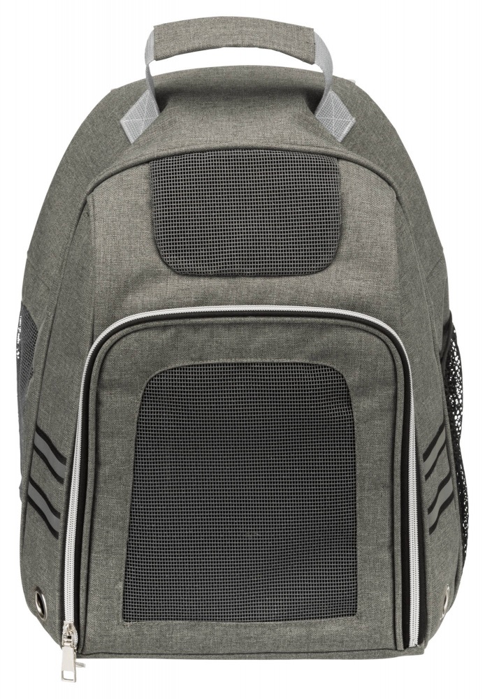 TRIXIE Zaino Dan per animali domestici - Grigio, 36 x 44 x 26 cm, 1,11 kg, forma stabile, cintura regolabile, apertura frontale con tasca a rete