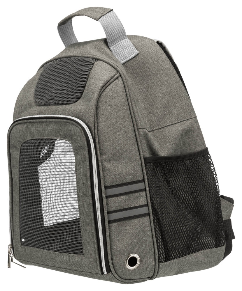 TRIXIE Zaino Dan per animali domestici - Grigio, 36 x 44 x 26 cm, 1,11 kg, forma stabile, cintura regolabile, apertura frontale con tasca a rete