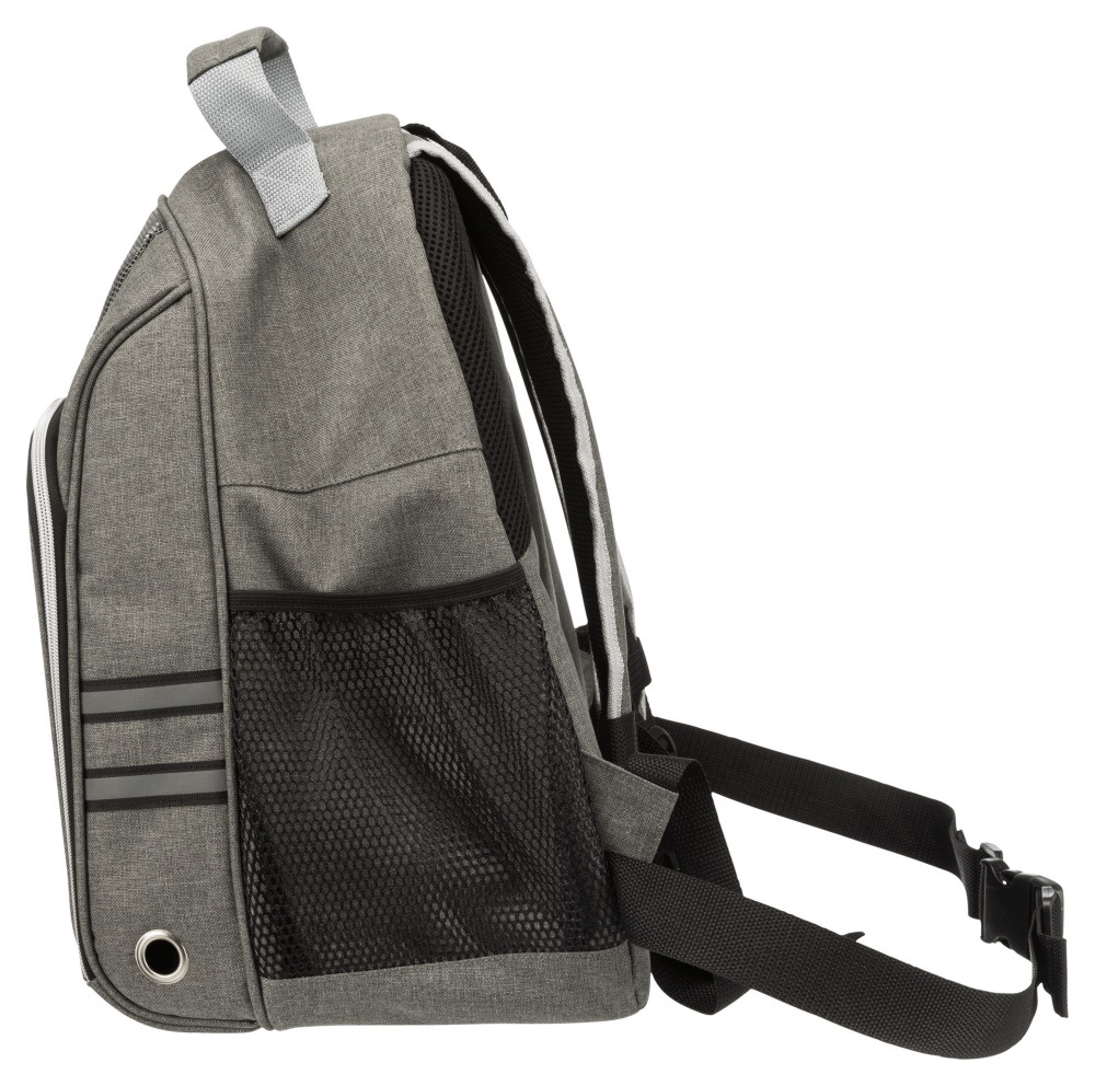 TRIXIE Zaino Dan per animali domestici - Grigio, 36 x 44 x 26 cm, 1,11 kg, forma stabile, cintura regolabile, apertura frontale con tasca a rete