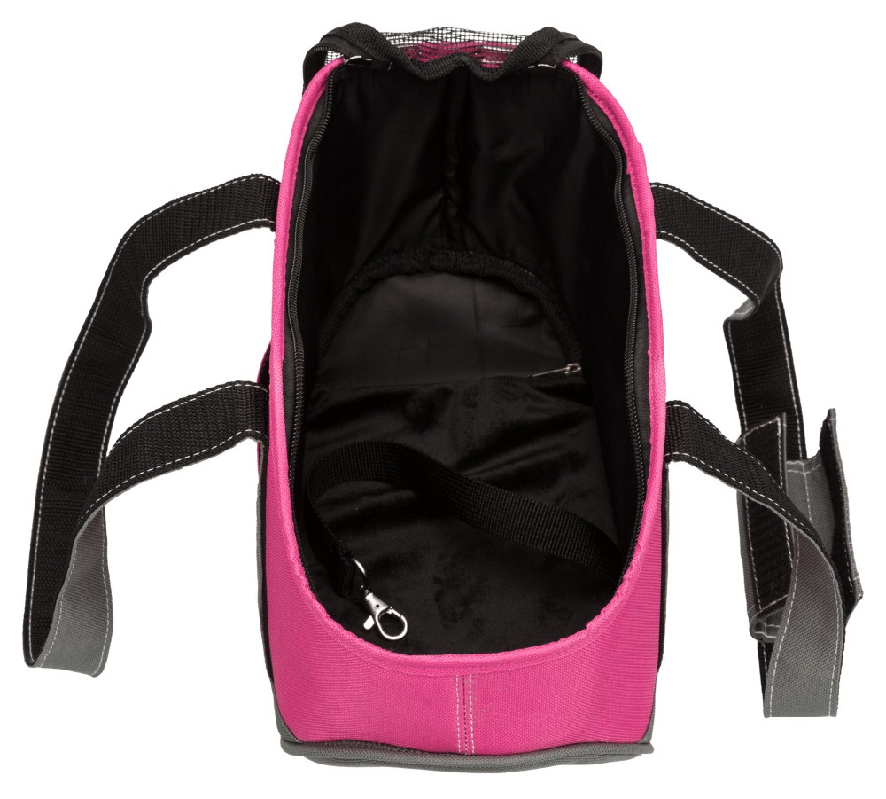 TRIXIE Borsa Alea Rosa/Grigio per Cani di Piccola Taglia - 16x20x30 cm, con Tracolla Regolabile e Guinzaglio Integrato