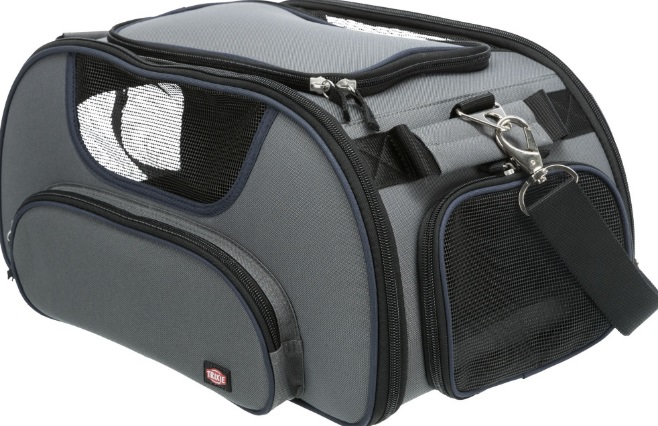 TRIXIE Carrello Trasporto Wings per Animali Domestici - Dimensioni 28x23x46 cm, Max 20 kg, Colore Grigio/Blu, Ideale per Viaggi in Aereo