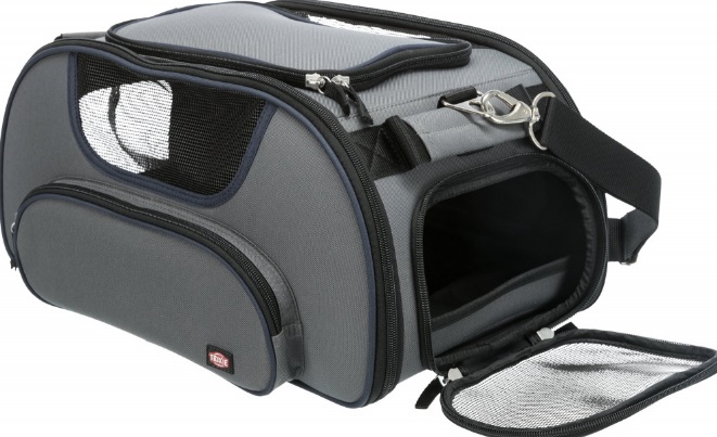 TRIXIE Carrello Trasporto Wings per Animali Domestici - Dimensioni 28x23x46 cm, Max 20 kg, Colore Grigio/Blu, Ideale per Viaggi in Aereo