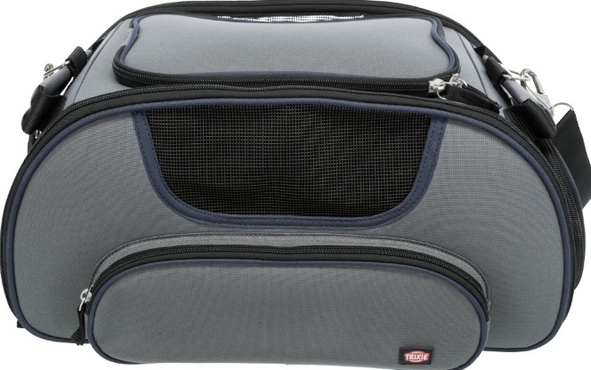 TRIXIE Carrello Trasporto Wings per Animali Domestici - Dimensioni 28x23x46 cm, Max 20 kg, Colore Grigio/Blu, Ideale per Viaggi in Aereo