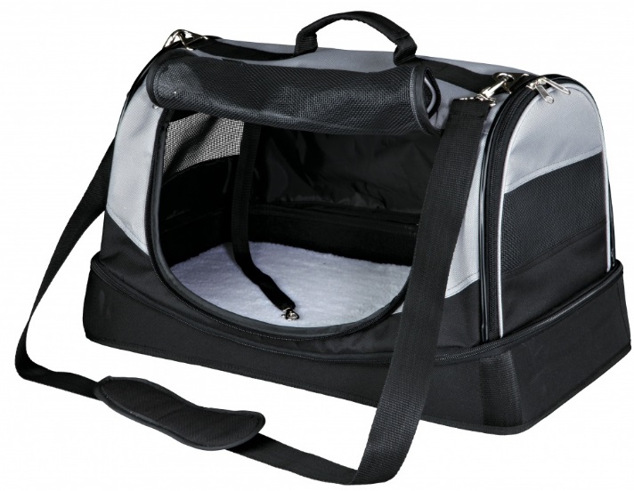 TRIXIE Holly Borsa per il Trasporto di Cani e Gatti - 50 x 30 x 30 cm, Nero/Grigio, Poliestere, Apertura Frontale e Laterale, Tracolla Regolabile