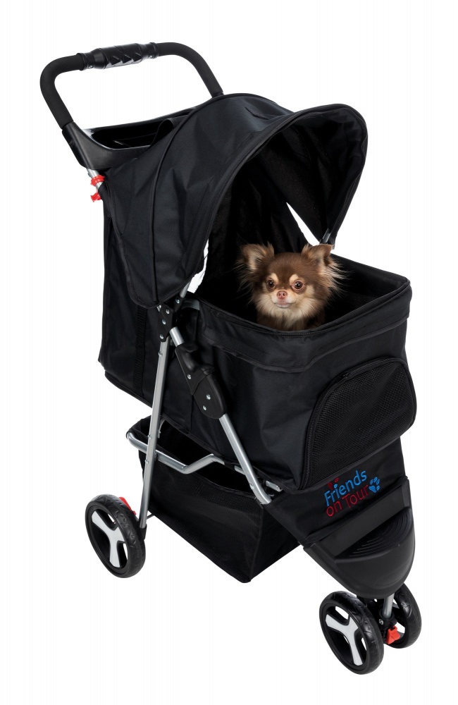 TRIXIE Passeggino per Cani e Gatti fino a 11 kg - Dimensioni 47x100x80 cm, Nero, Poliestere e Metallo, Extra Leggero