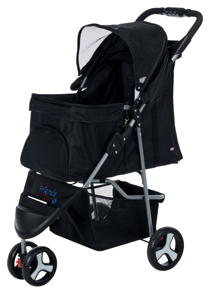TRIXIE Passeggino per Cani e Gatti fino a 11 kg - Dimensioni 47x100x80 cm, Nero, Poliestere e Metallo, Extra Leggero