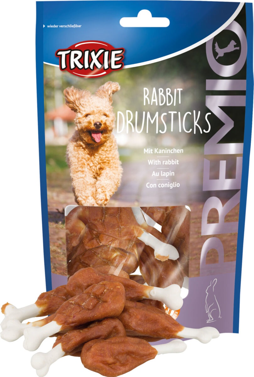 TRIXIE Premio Rabbit Drumsticks Snack per Cani e Gatti con Coniglio - 100 g, 8 Pz, 52% Carne
