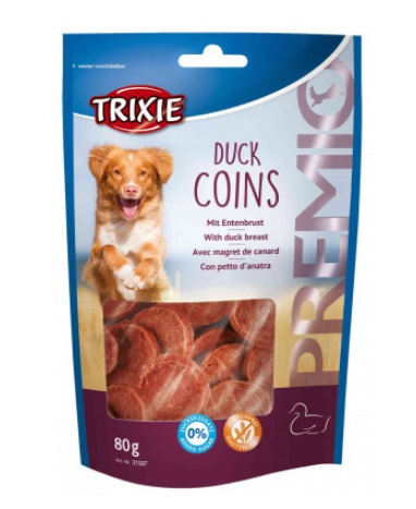 Trixie Duck Coins Snack per Cani - Monete di Petto d'Anatra 80 g, Ricco di Proteine, Senza Glutine e Senza Zuccheri Aggiunti