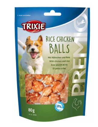Trixie Premio Rice Chicken Balls Snack per Cani con Pollo e Riso 80 g - Carne 77%, Confezione Richiudibile, Senza Zuccheri Aggiunti