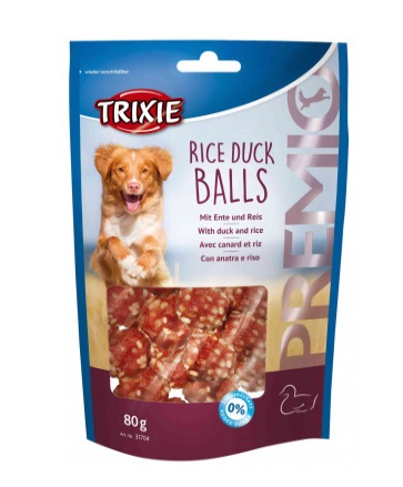 Trixie Premio Rice Duck Balls Snack per Cani 80 g - Anatra e Riso, Alto Contenuto Proteico, Ideale per Salute Orale
