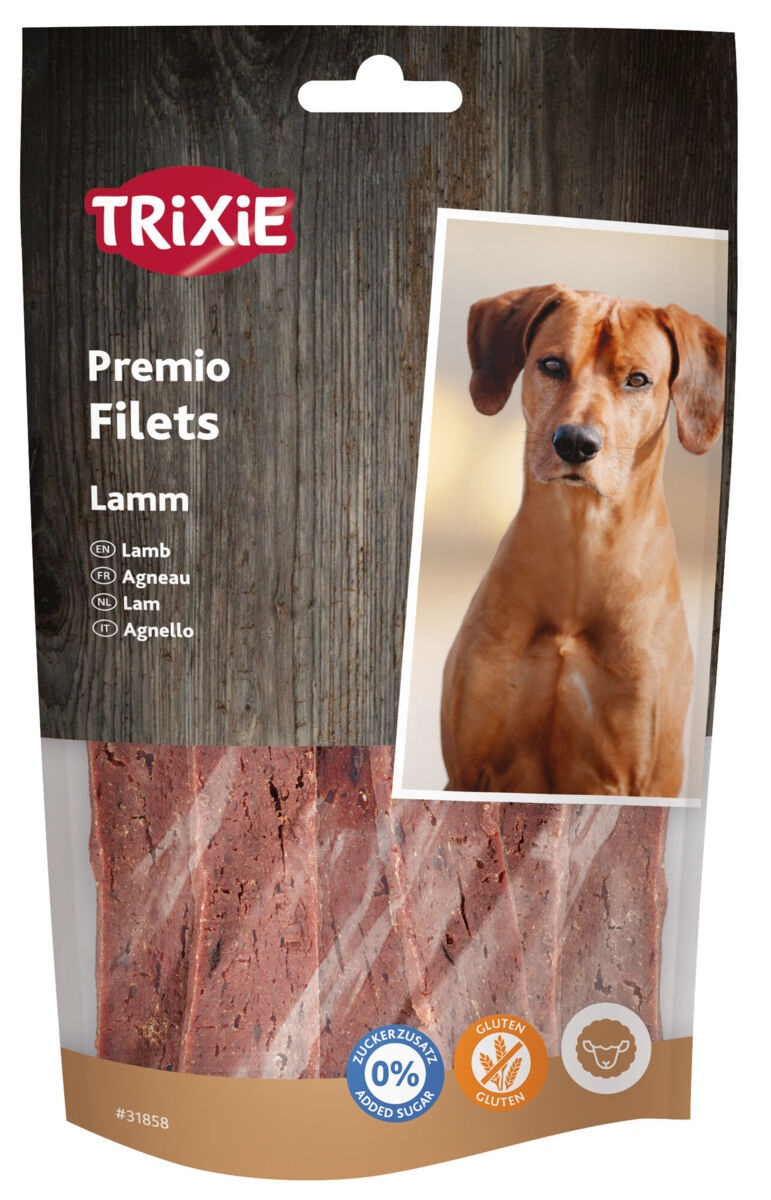 Trixie Premio Filets Snack per Cane - Agnello 80 g, Ricco di Proteine, Senza Glutine e Zuccheri Aggiunti