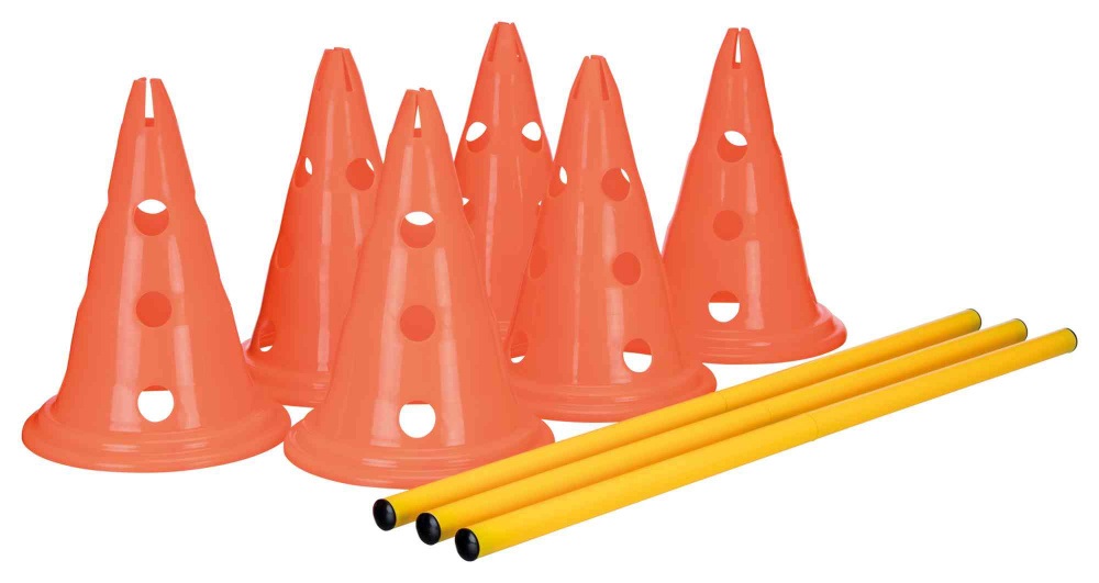 TRIXIE Set di Ostacoli per Allenamento Cani - 3 Pezzi - Ø 23 x 30 cm, Altezza 78 cm, in Plastica