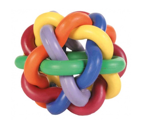 TRIXIE Palla Gomitolo 10 cm - Giocattolo Colorato in Gomma Naturale per Cani e Gatti