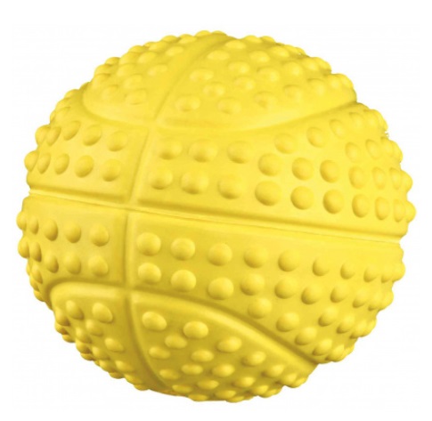 Trixie Gioco Palla Sport per Cani in Gomma Naturale Ø 5,5 cm con Squittio - Giallo e Disegni Assortiti