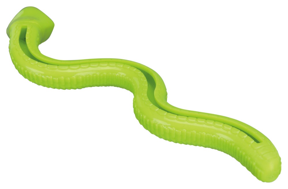 TRIXIE Snack-Snake Gioco per Cani in TPR - Fessura per Dolcetti, Dimensioni 14 cm e 18 cm, Con Suono