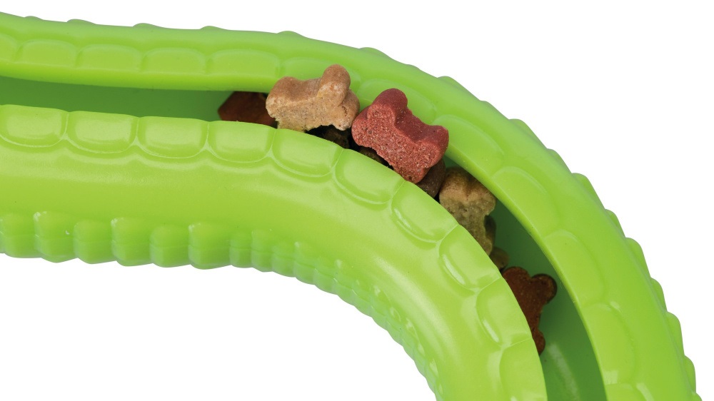 TRIXIE Snack-Snake Gioco per Cani in TPR - Fessura per Dolcetti, Dimensioni 14 cm e 18 cm, Con Suono