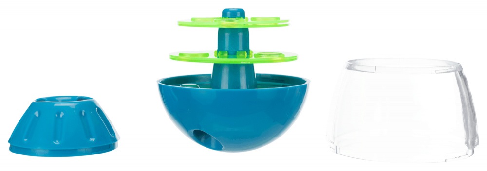 TRIXIE Uovo Snack Roly-Poly in Plastica 13 cm - Giocattolo Interattivo per Cani e Gatti con 4 Piastre Rimovibili e Livelli di Difficoltà