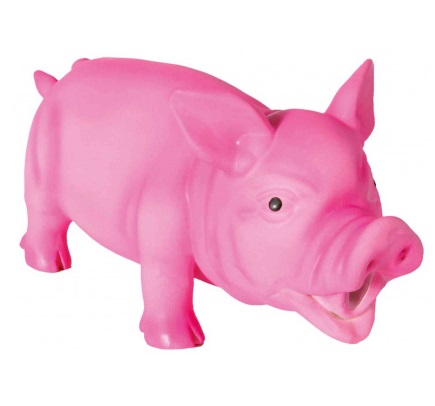 TRIXIE Maiale in Latex con Verso Originale - 23 cm, Rosa/Grigio