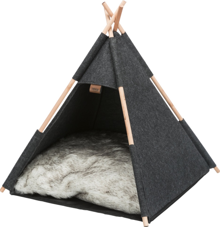 TRIXIE Grotta Tipi - Cuccia Igloo in Feltro per Gatti e Cani di Piccole Dimensioni, 55 × 65 × 55 cm, Antracite