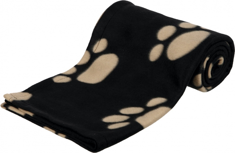 Trixie Coperta Barney in Pile Morbido 150x100 cm - Colore Nero/Beige con Fantasia di Impronte