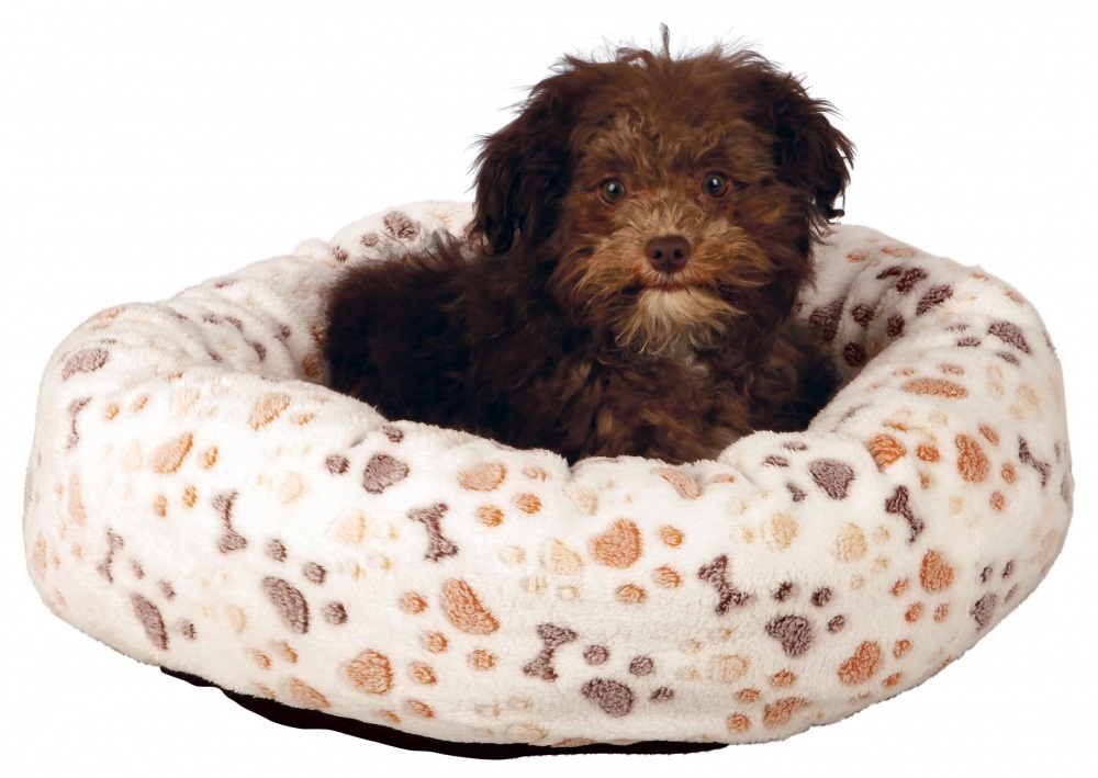 Trixie Lingo Lettino a Ciambella per Cani - 60x55 cm, Copertura in Pile Morbido, Imbottitura in Fibra di Poliestere, Cuscino Rimovibile, Fondo Antiscivolo