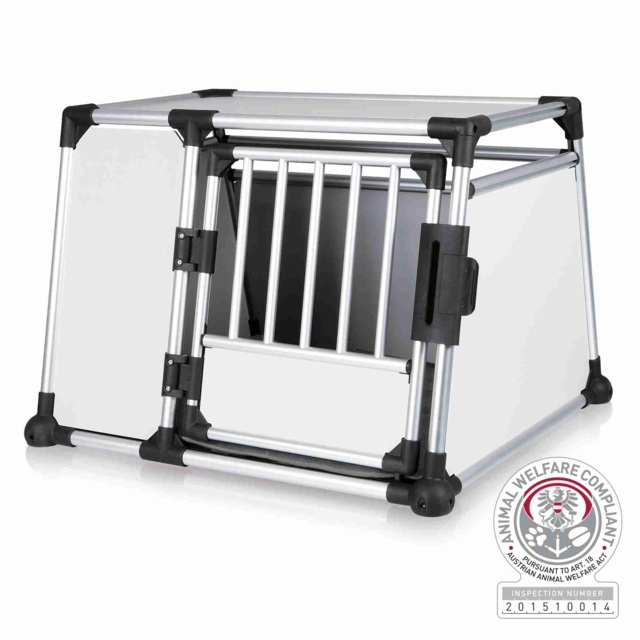 Trixie Trasportino per Cani in Alluminio - L: 93 × P 81 x H 64 cm, con Porta Sicura e Strisce in Velcro