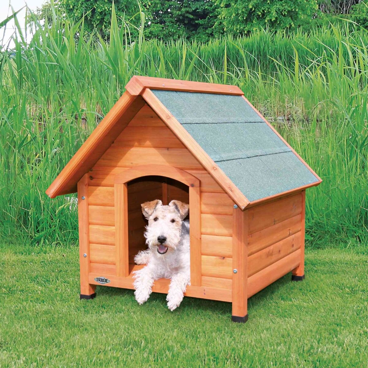 TRIXIE Cuccia per Cani Natura S in Pino Smaltato - 71 x 77 x 76 cm con Tetto Spiovente e Piedini Regolabili