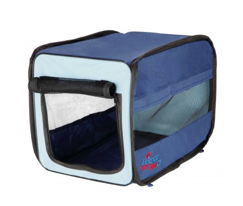 TRIXIE Casetta Mobile Twister per Cane - S (45 x 45 x 64 cm) in Poliestere, Blu Scuro/Azzurro
