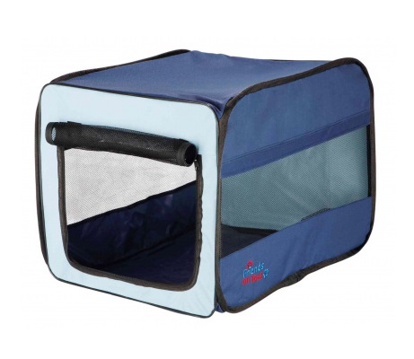 TRIXIE Casetta Mobile Twister per Cane - S (45 x 45 x 64 cm) in Poliestere, Blu Scuro/Azzurro