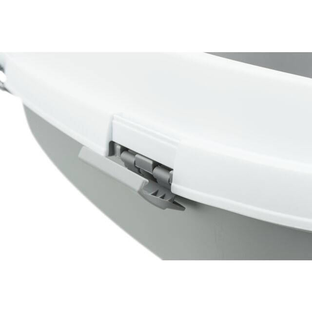 TRIXIE Primo XXL Cassetta Igienica Aperta per Gatti - Grigio/Bianco, 56 x 25 x 71 cm, con Bordo Rimovibile e Ganci Easy Click