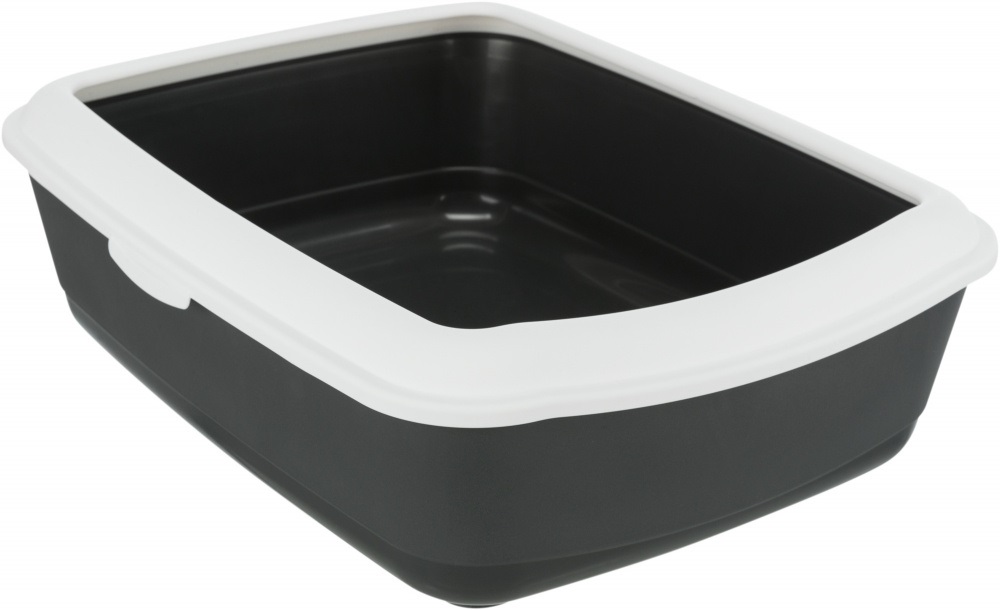 TRIXIE Lettiera Classica per Gatti - Grigio Scuro/Bianco, 37x15x47 cm, Bordo Rimovibile