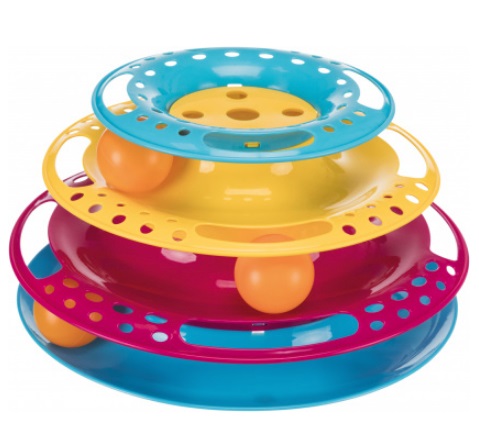 Trixie Catch the Balls - Torre gioco interattiva per gatti in plastica, ø 25 x 13 cm con palline removibili