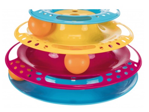 Trixie Catch the Balls - Torre gioco interattiva per gatti in plastica, ø 25 x 13 cm con palline removibili