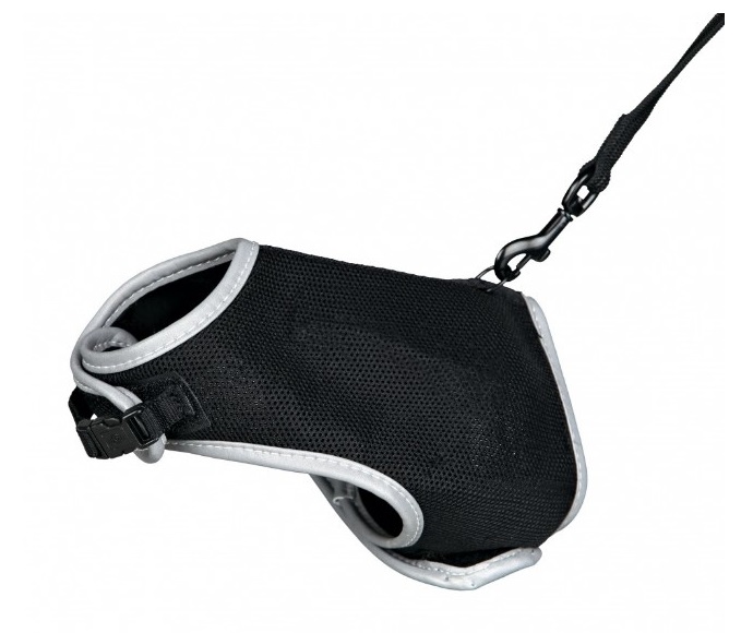 TRIXIE Pettorina Morbida per Gatti con Guinzaglio Elasticizzato 24-42 cm, Nylon e Rete Traspirante, Elementi Riflettenti