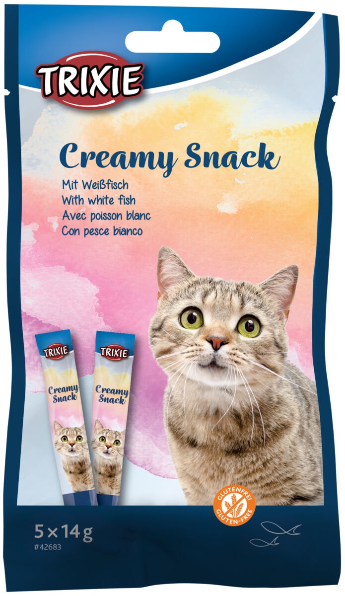 Trixie Creamy Snack Liquido per Gatti con Tonno e Pesce Bianco - 5 x 14 g