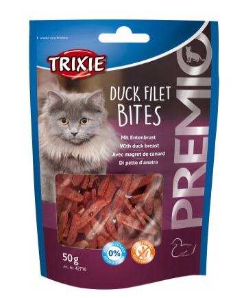 Trixie Premio Duck Filet Bites 50 g - Bocconcini per Gatti con 79% di Carne di Anatra Essiccata