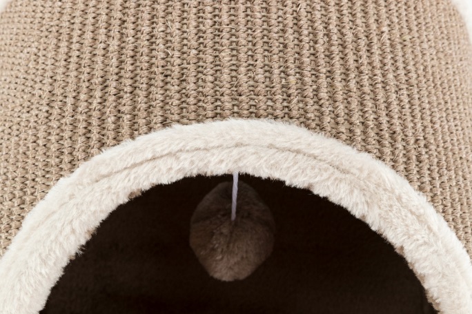 TRIXIE Tunnel per Gatti 110 x 30 x 38 cm - Tiragraffi con Rivestimento in Peluche, 2 Fori, Giocattolo su Filo e Superficie in Sisal