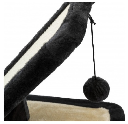 TRIXIE Tavoletta Tiragraffi per Gatti su Base 30x42x40 cm in Sisal e Peluche, Colore Nero/Cream con Giochi Inclusi