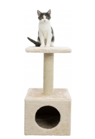 TRIXIE Tiragraffi Zamora Beige 60 cm - Tiragraffi per gatti con tronchetto in juta e base in peluche, ideale per affilare le unghie e nascondersi