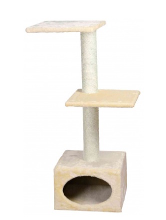 TRIXIE Tiragraffi Badalona Beige 109 cm - Tiragraffi con Nicchia in Peluche e Tronchetti in Sisal Naturale