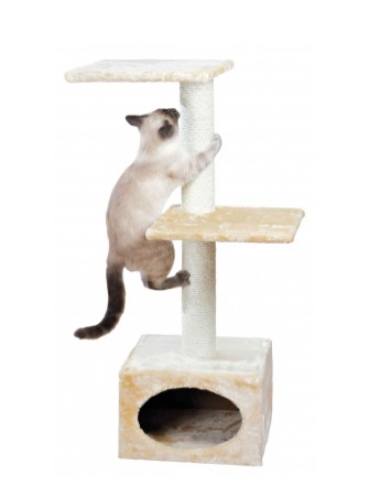 TRIXIE Tiragraffi Badalona Beige 109 cm - Tiragraffi con Nicchia in Peluche e Tronchetti in Sisal Naturale