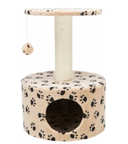 Trixie Tiragraffi Toledo con Grotta in Peluche, Altezza 61 cm, Piattaforma Imbottita e Giocattolo con Elastico