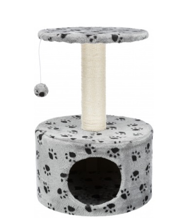 Trixie Tiragraffi Toledo con Grotta in Peluche, 61 cm, Pali in Sisal Naturale e Giocattolo Appeso